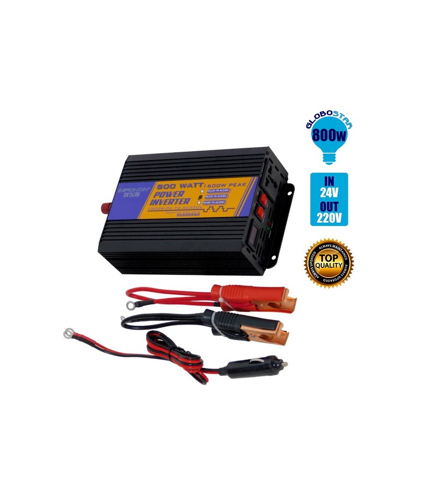 Inverter Τροποποιημένου Ημίτονου 24 Volt DC σε 220 Volt AC 800 Watt GloboStar 67435